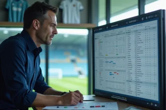 Analyste sportif étudiant le classement et les statistiques du RC Strasbourg Alsace journée par journée pour la saison 2026
