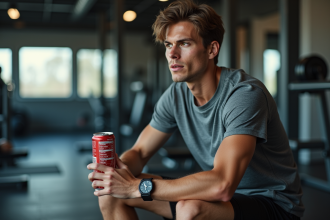 Jeune athlète lisant une étiquette nutritionnelle