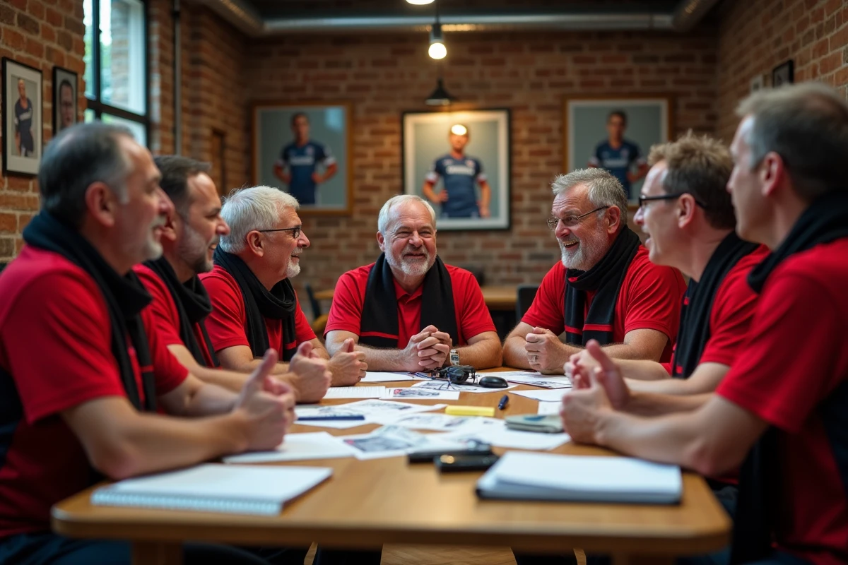 Membres de la communauté AJA 1905 réunis en réunion autour d'une table pour discuter de la vie du club de football auxerrois