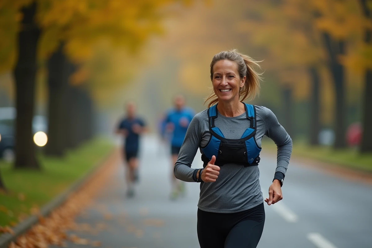 Femme courant dans un parc lors d