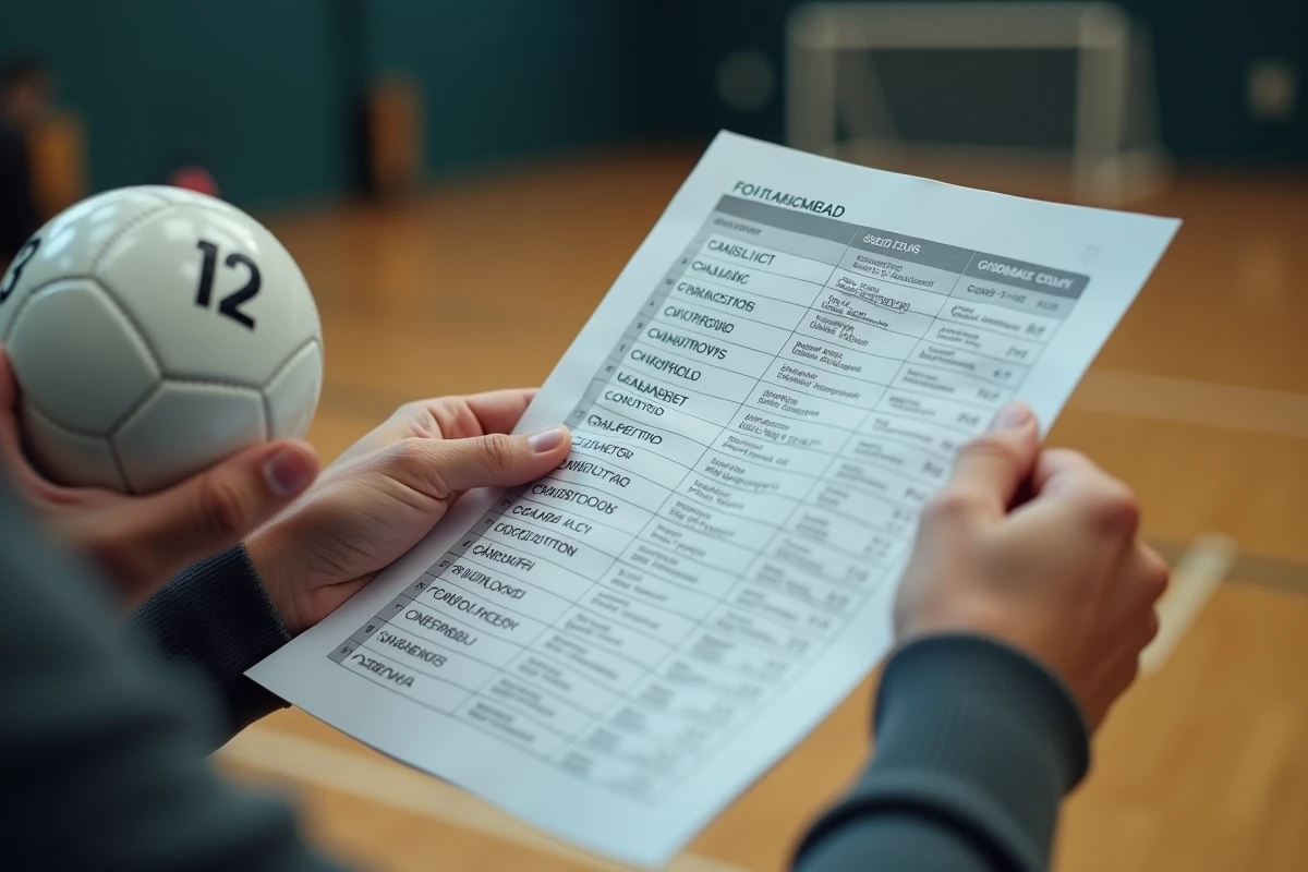 Gros plan sur une balle numérotée tenue à la main lors du tirage des chapeaux pour la Coupe de France Pays de la Loire