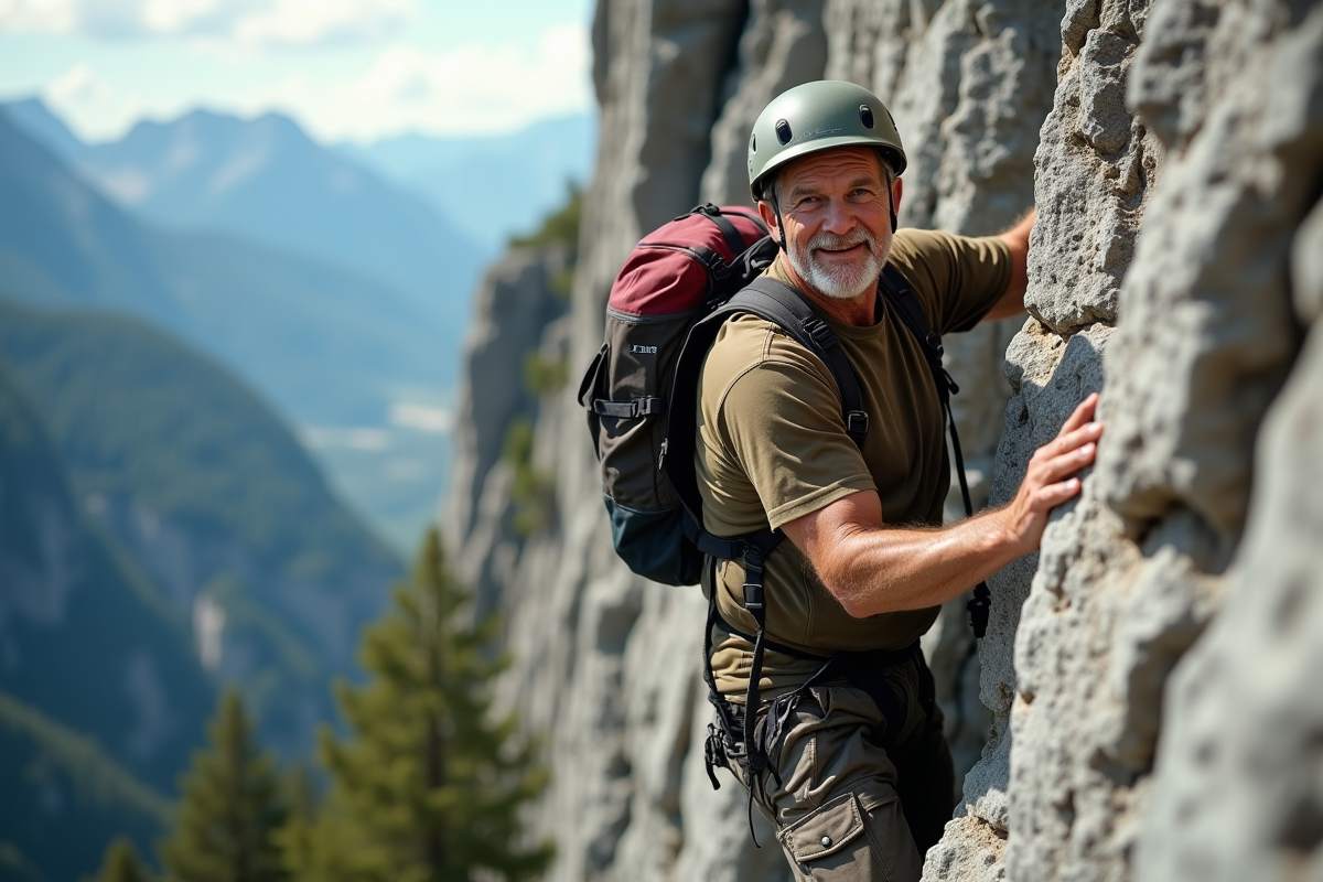 Homme escaladant un rocher en montagne en extérieur