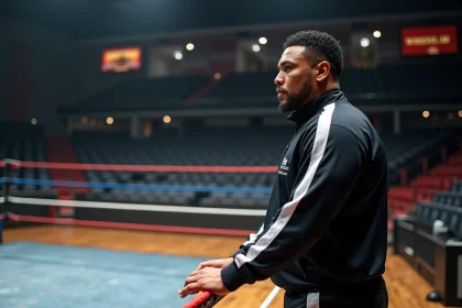 Joe Seanoa en portrait dans une arene de lutte