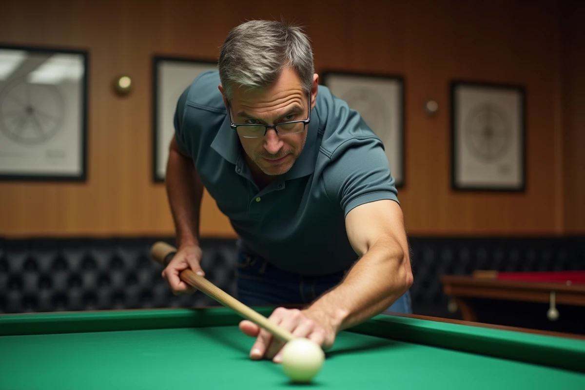 Homme d'âge moyen concentré jouant au billard dans un club