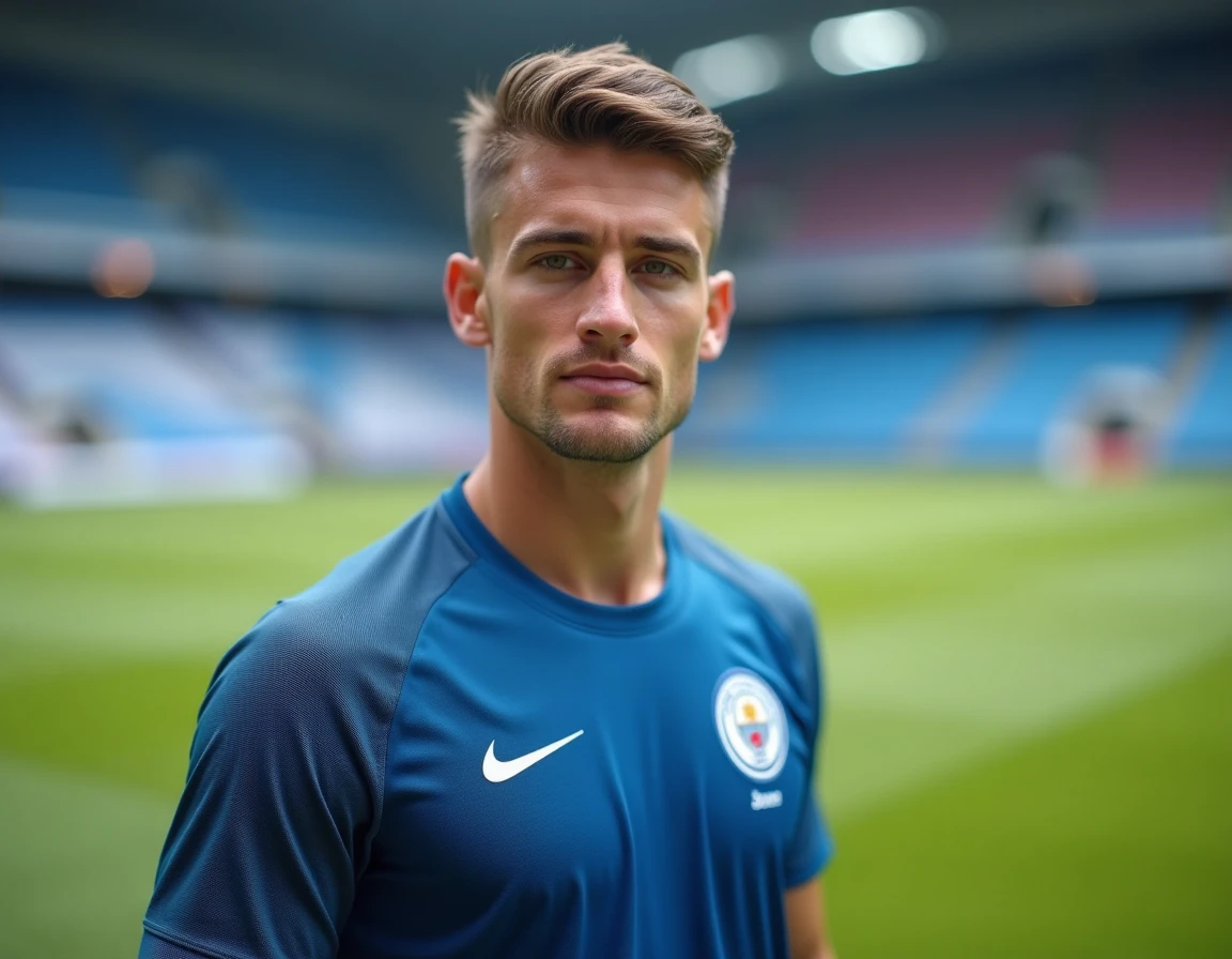 Portrait de Matthis Abline jeune footballeur professionnel sur un terrain de football
