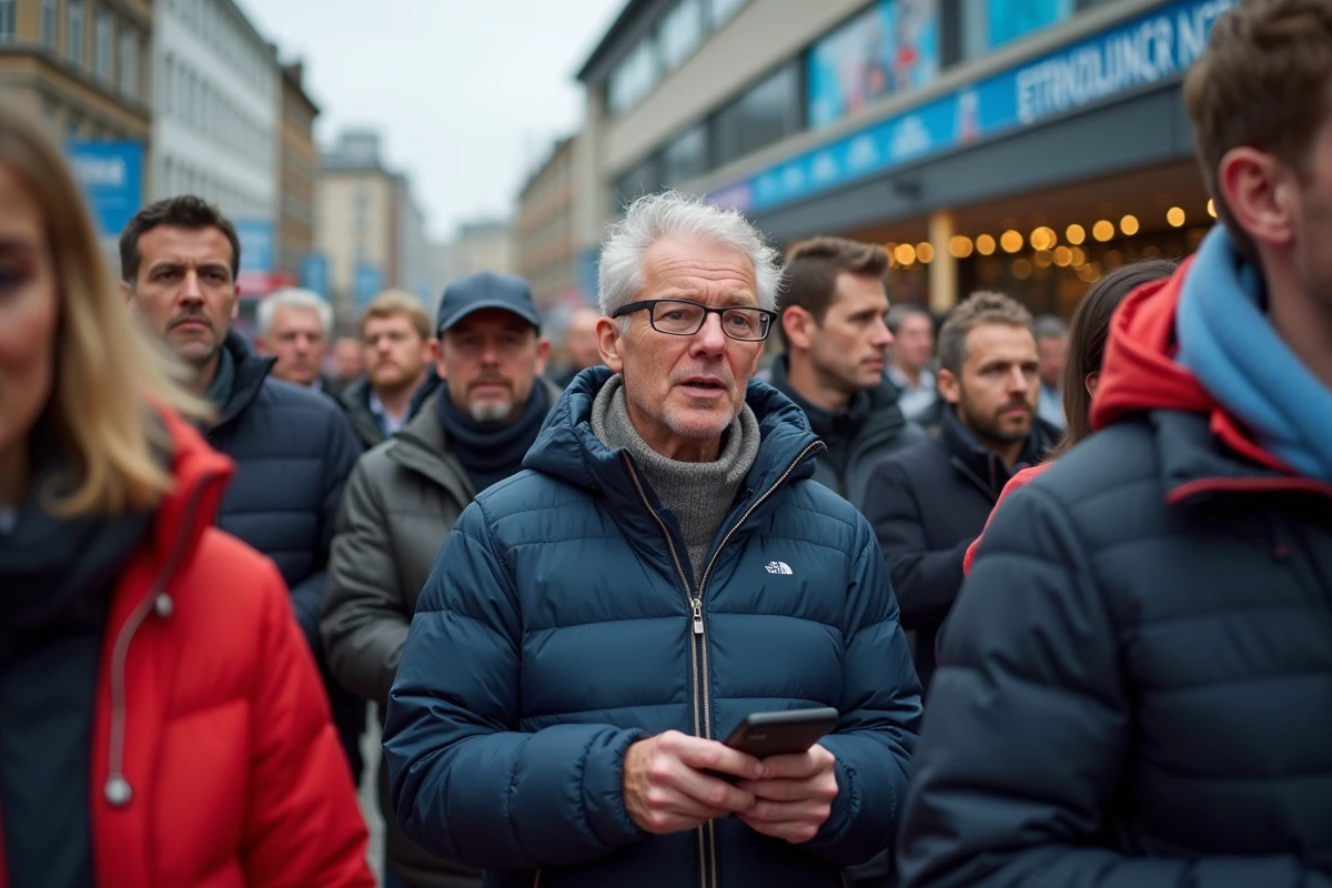 Groupe de journalistes et fans de cyclisme dehors