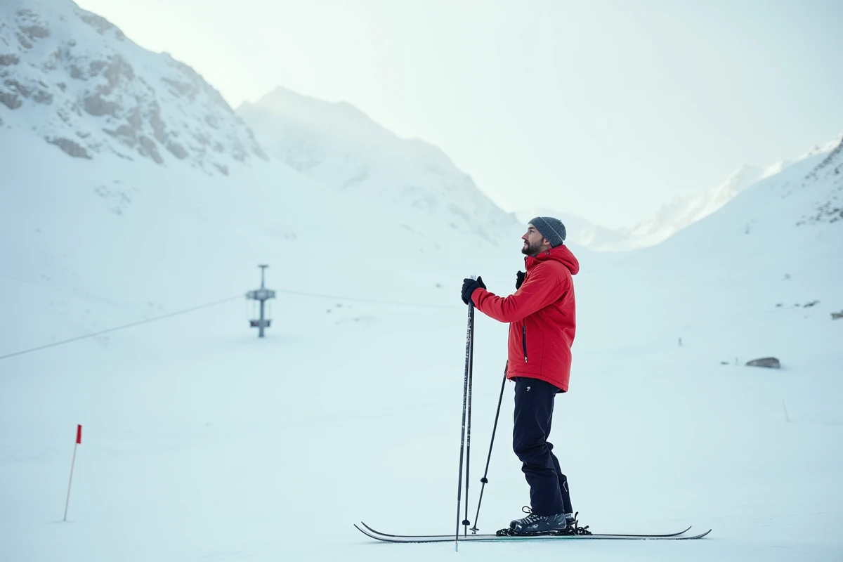Skieur sur les pistes des deux alpes réfléchissant à la rentabilité d'un forfait saison 2026