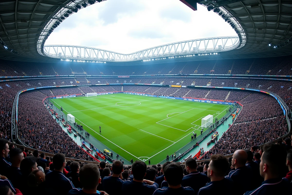 Vue panoramique du stade San Siro rempli de supporters de l'Inter Milan lors d'un match européen